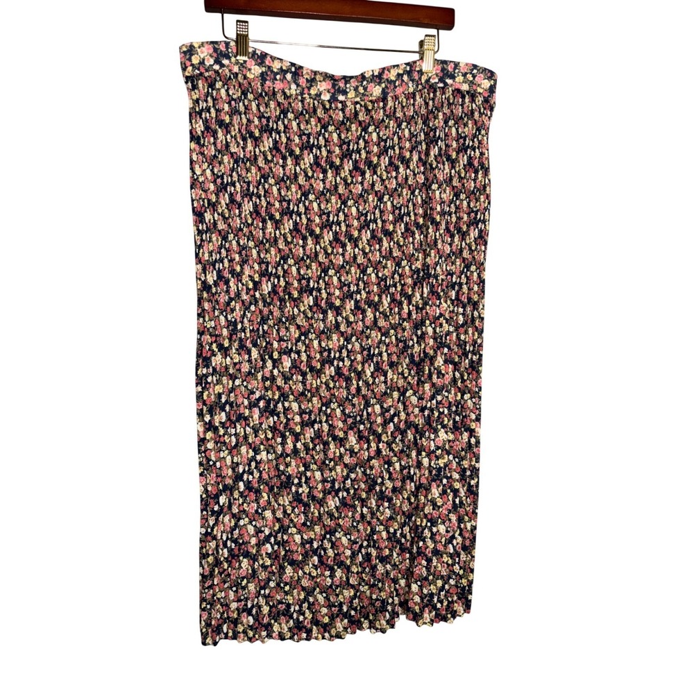 Sag Harbor Womens Floral Pleated Midi Skirt Cottagecore Size M Stretched Waist